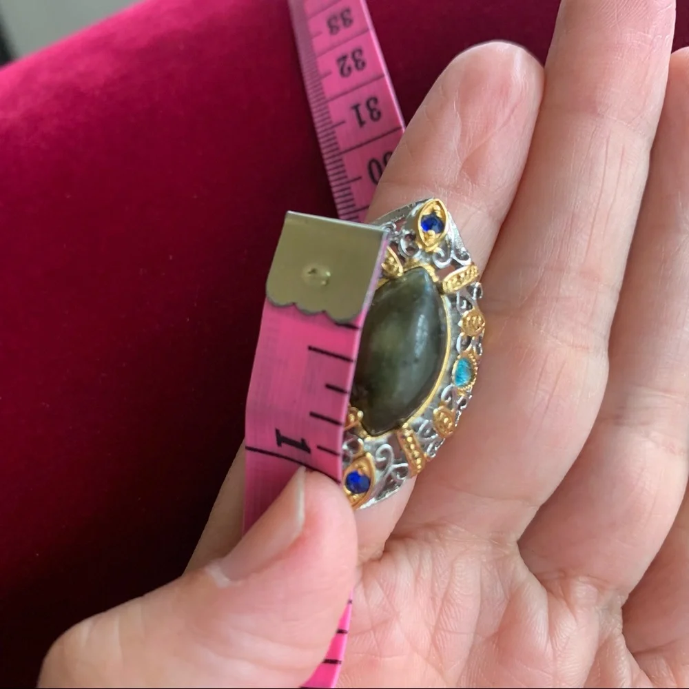 Rare Smokey Quartz Statement Ring Size 6.25/6.5 Stamped 316L SS Stainless Steel - Picture 14 of 17